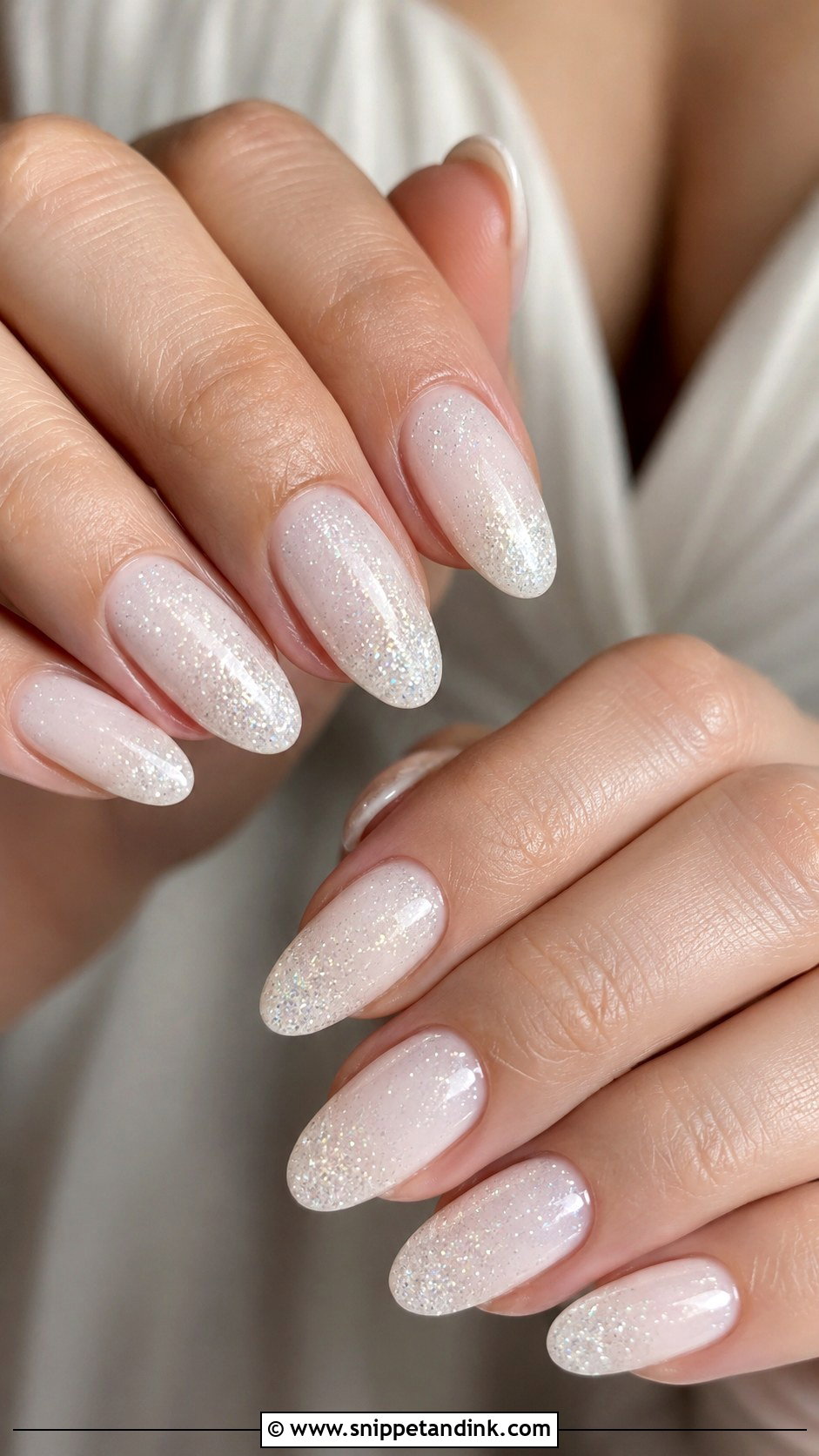 White Glitter Bridal Nails - Snippet and Ink - 20 White Nails for the Bride Wedding
