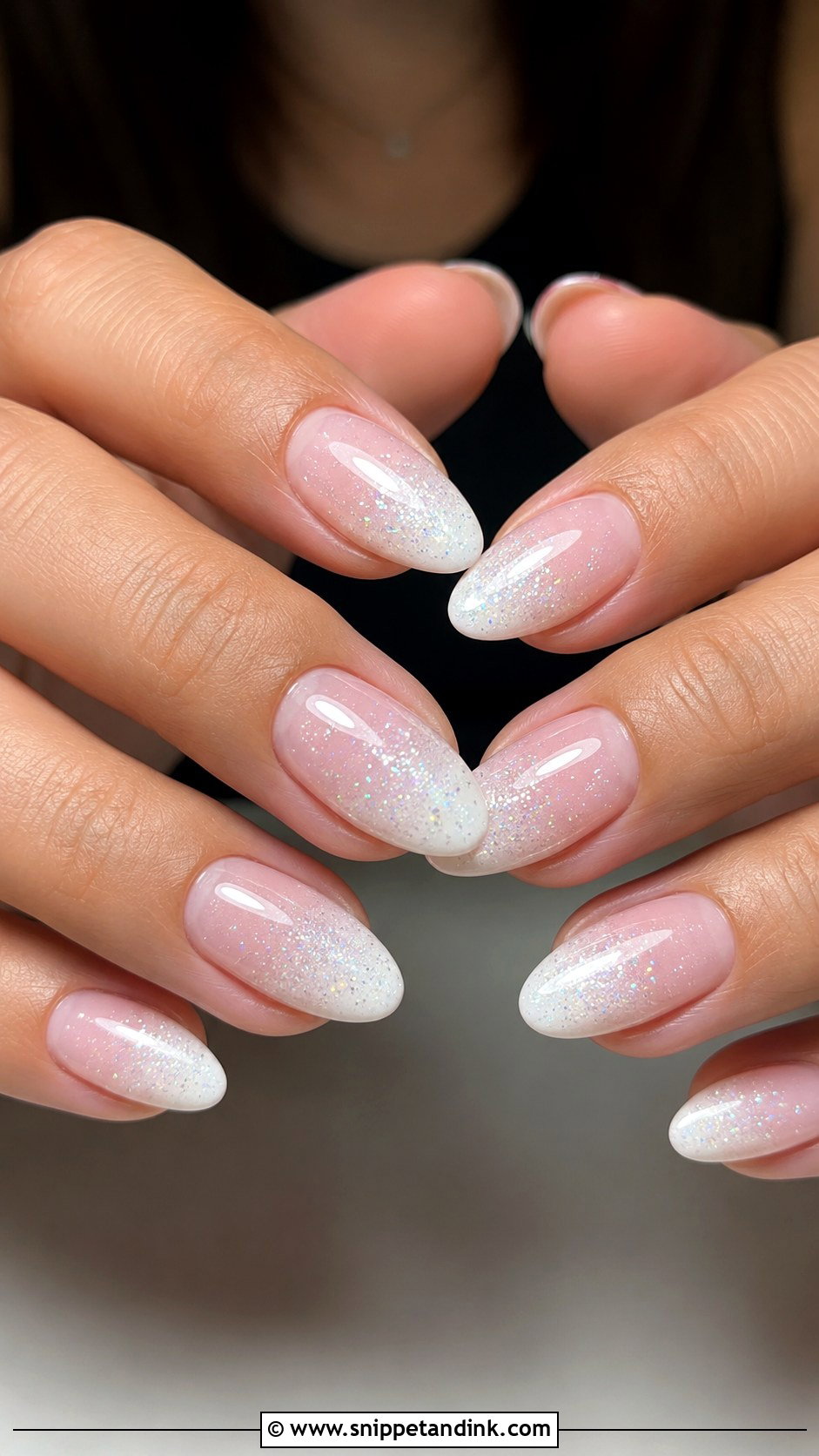 White Glitter Ombre Bridal Dip Nails - Snippet and Ink - 20 Bridal Dip Nails