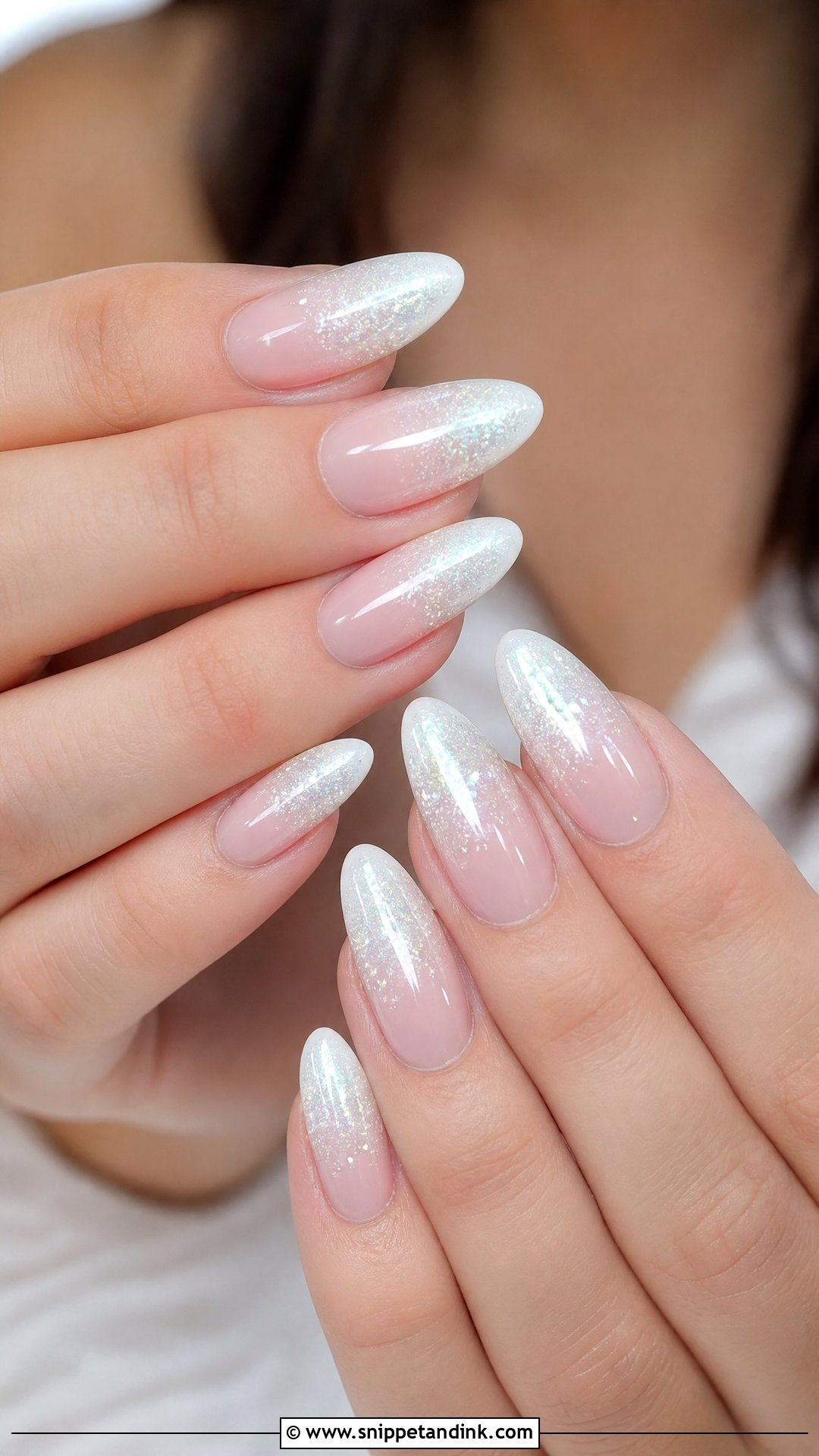 White Glitter Ombre Wedding Nails - Snippet and Ink - 25 Ombre Wedding Nails