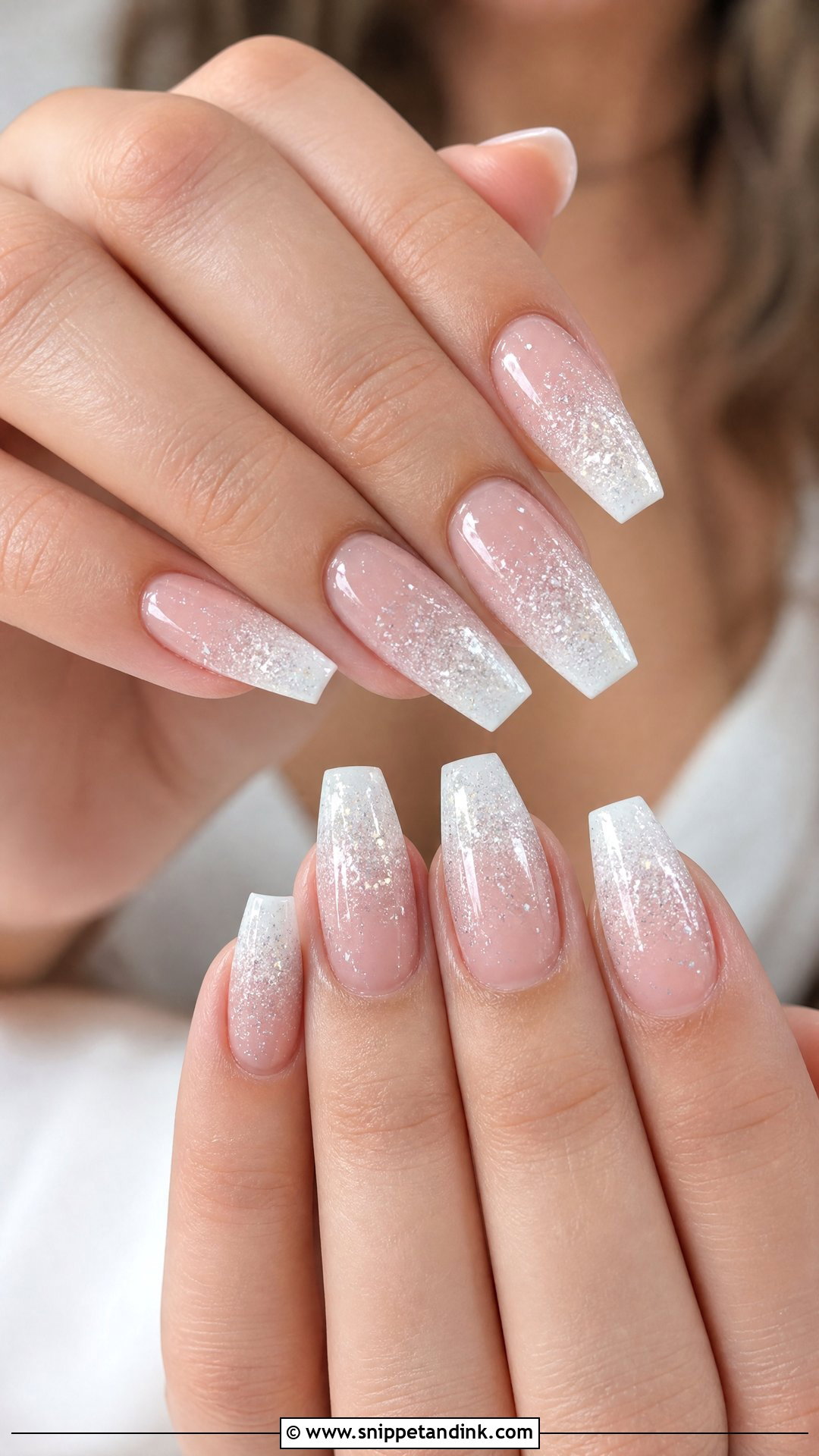 White Glitter Ombre Wedding Nails - Snippet and Ink - 25 Elegant White Wedding Nail Art Ideas