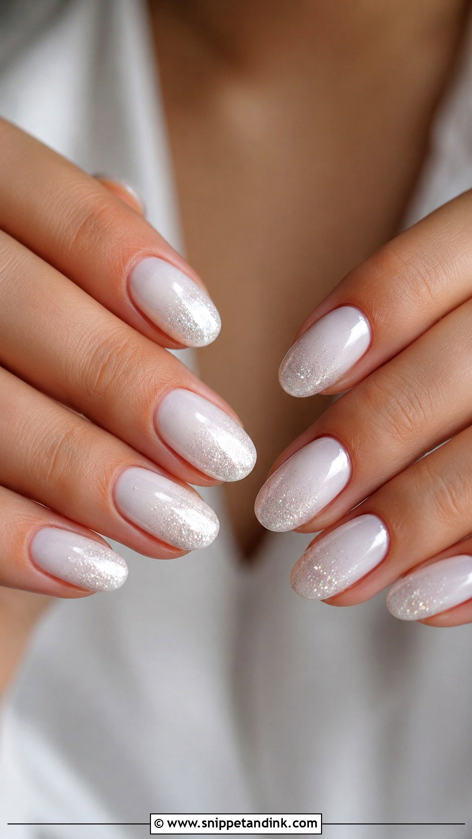 White Glitter Wedding Nails - Snippet and Ink - 20 White Nails for Wedding