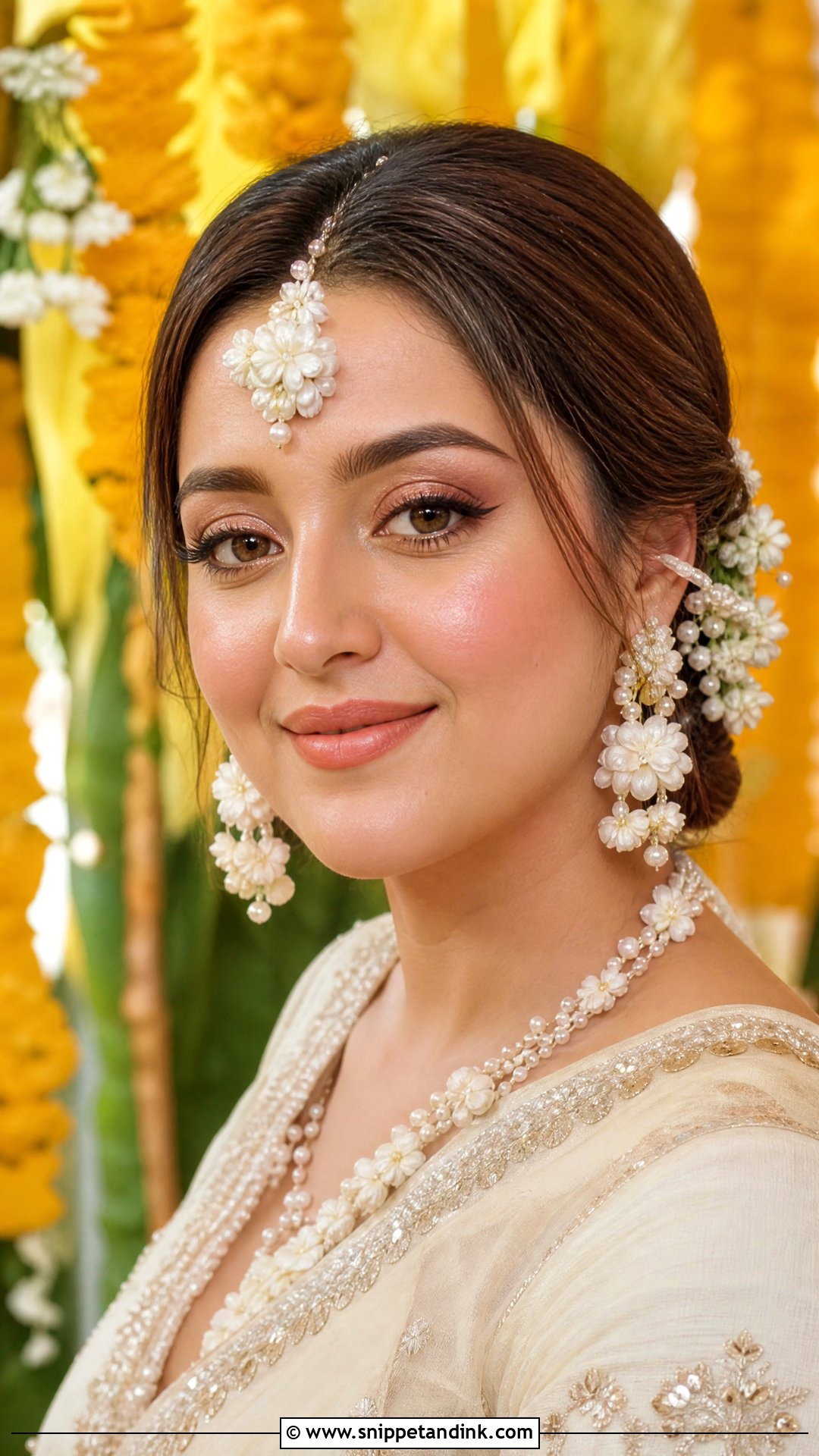 White Haldi Makeup Look - Snippet and Ink - 25 Haldi Makeup Look for Bride Ideas