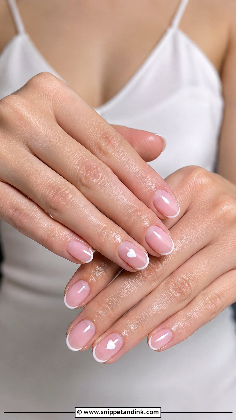 White Heart Pink Bridal Wedding Nails - Snippet and Ink - 20 Elegant White Pink Bridal Wedding Nails