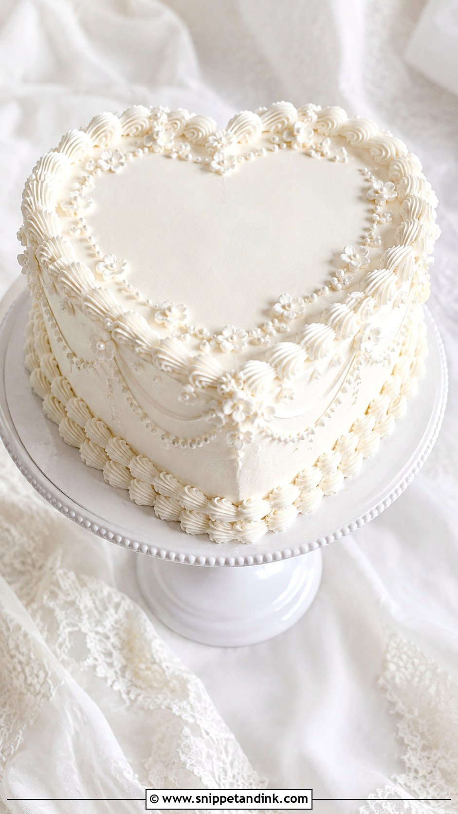 White Heart Shape Wedding Cake - Snippet and Ink - 20 Heart Shape Cake Ideas for Wedding