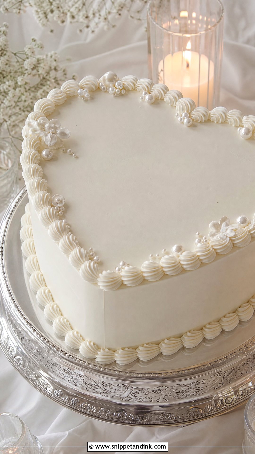 White Heart Wedding Cake - Snippet and Ink - 20 Love Heart Cake Ideas for Wedding