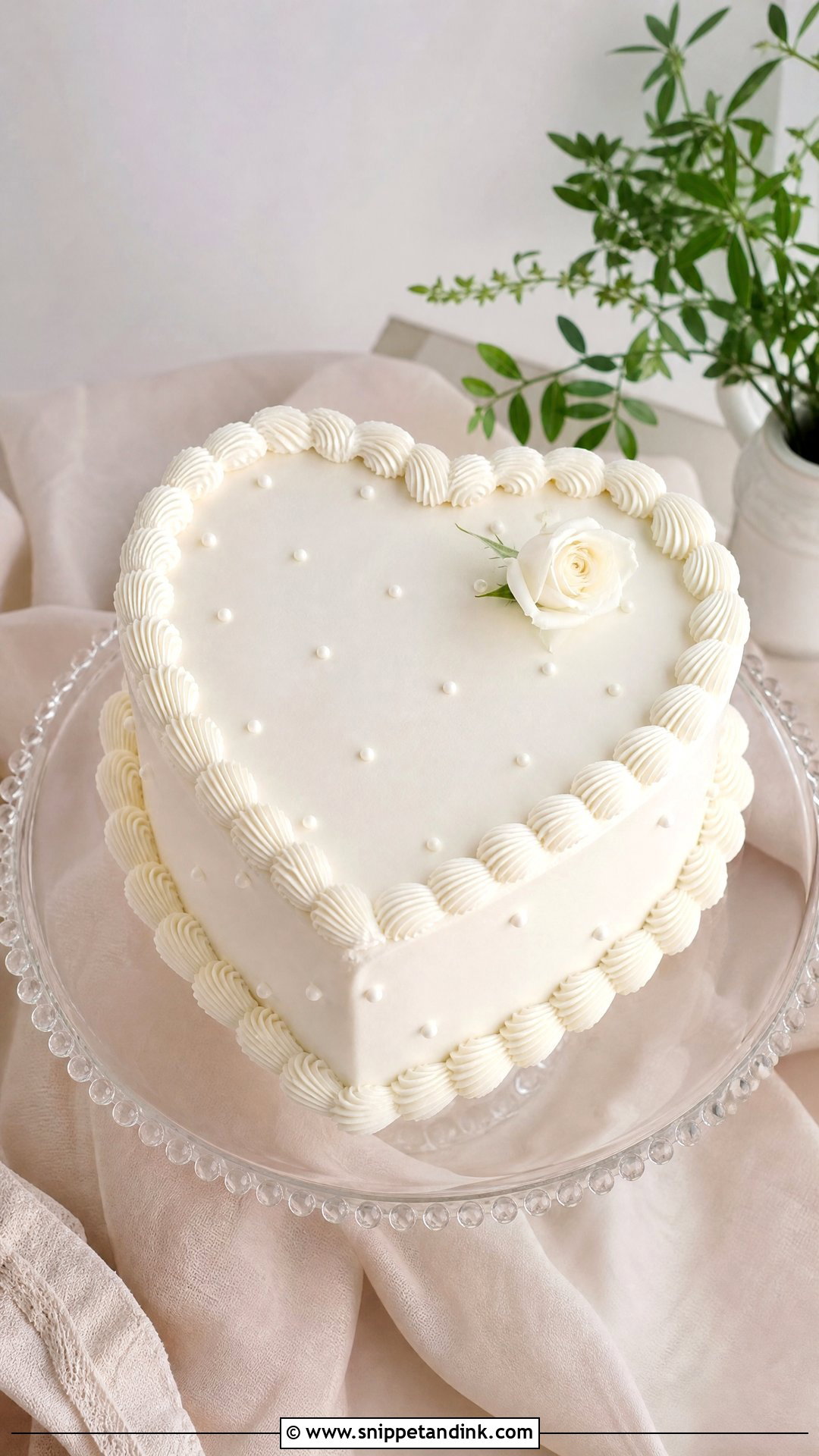 White Heart Wedding Cake - Snippet and Ink - 20 Simple White Wedding Cake Ideas