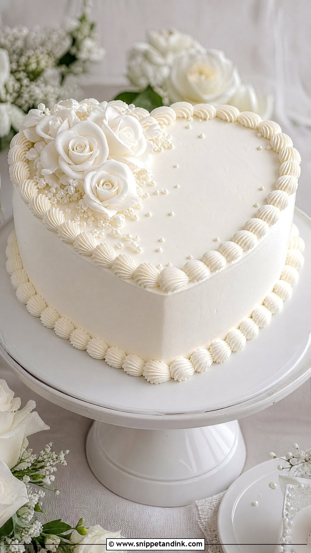 White Heart Wedding Cake - Snippet and Ink - 25 Hearts Cake Ideas for Wedding