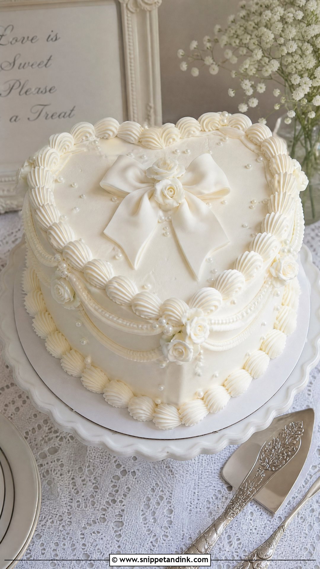 White Heart Wedding Cake - Snippet and Ink - 25 White Wedding Cake Ideas