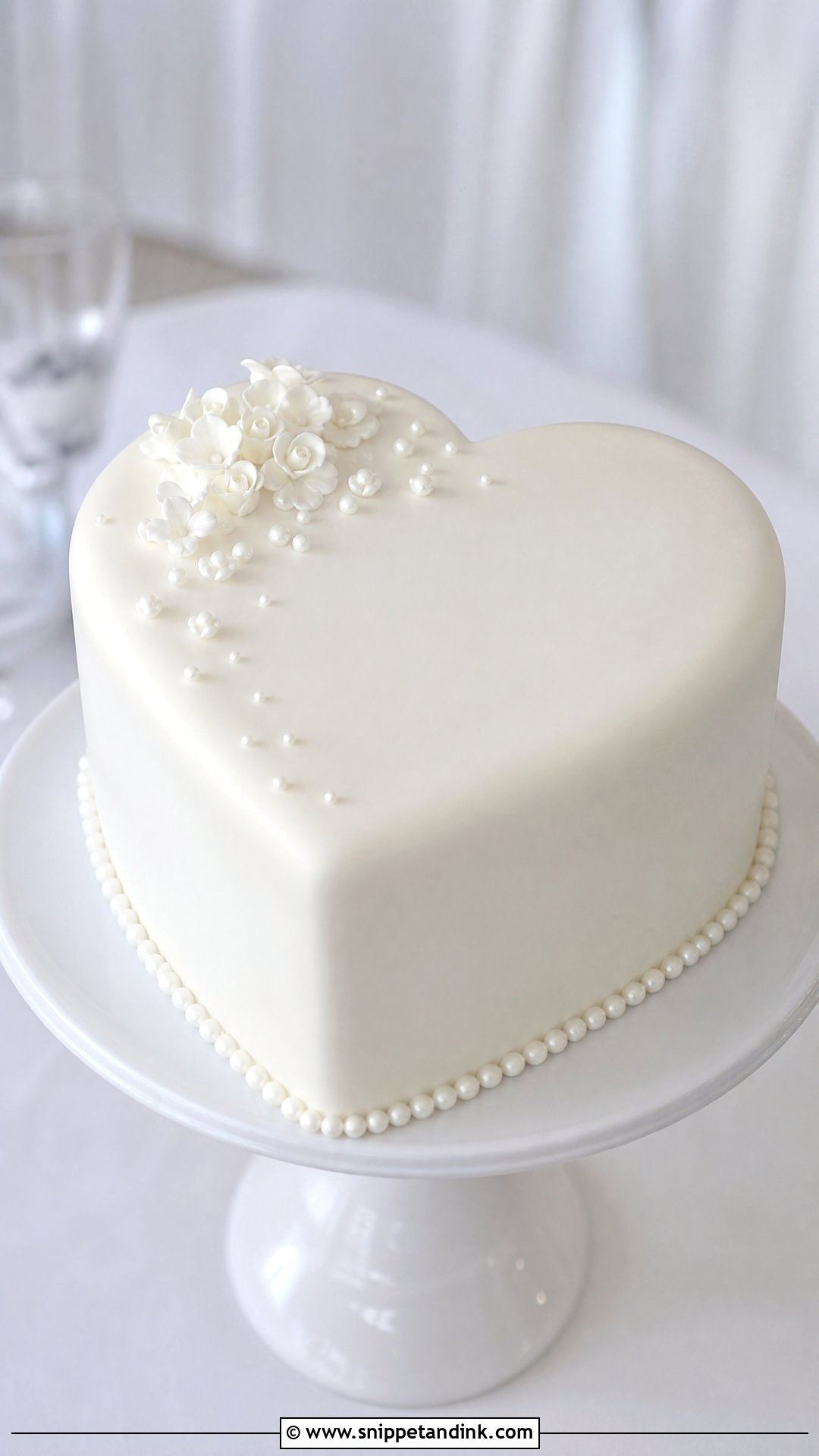 White Heart Wedding Cake With Satin Fondant - Snippet and Ink - 30 White Heart Cake Ideas for Wedding