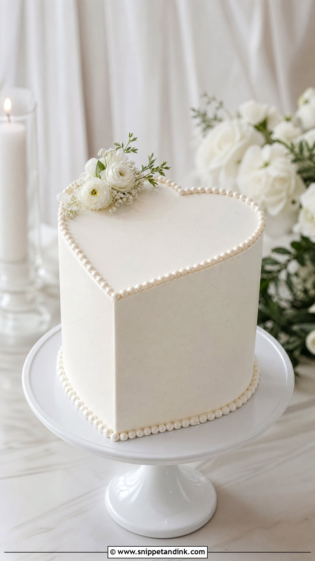White Heart Wedding Cake With Tall Tier - Snippet and Ink - 30 White Heart Cake Ideas for Wedding