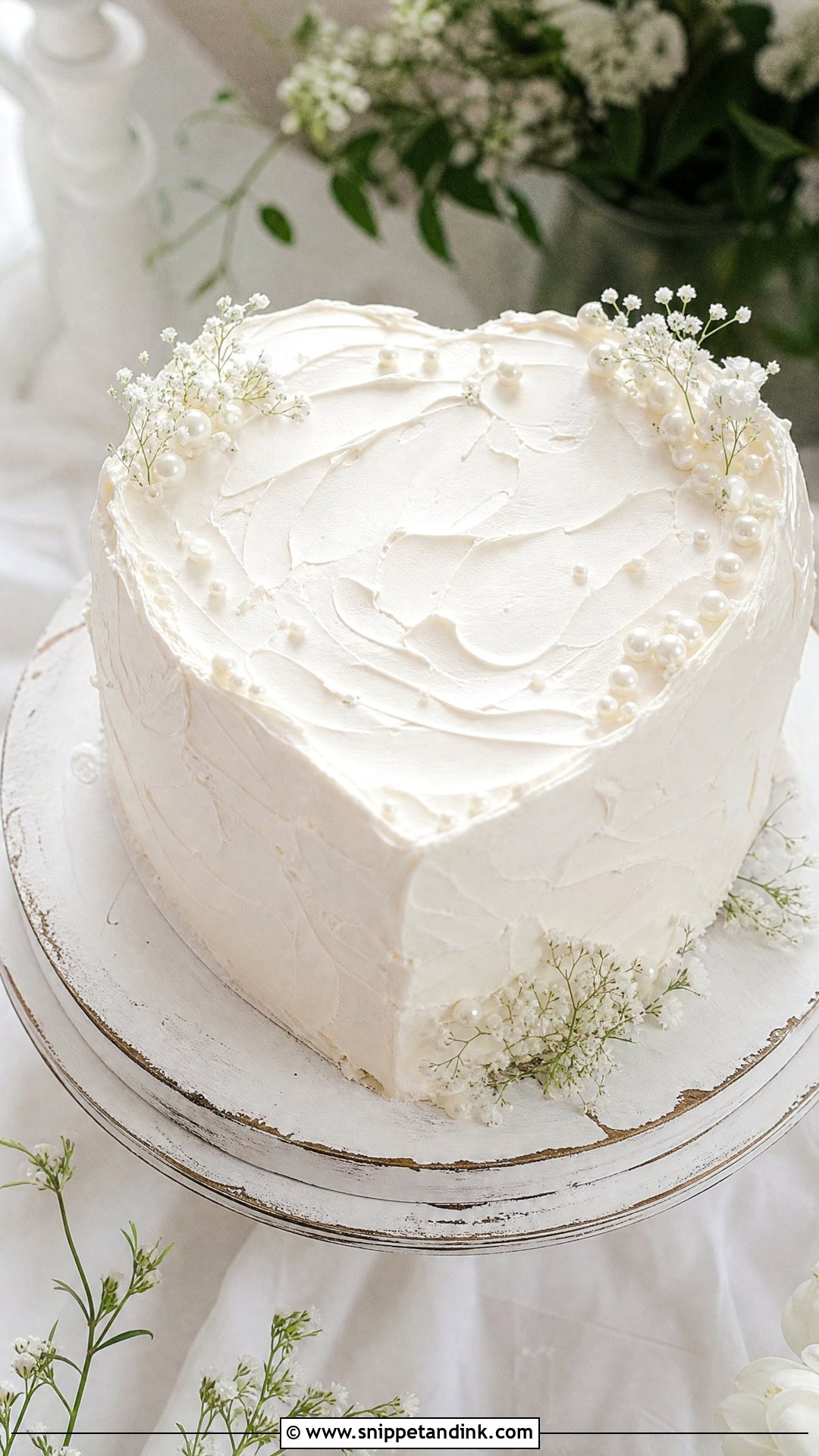 White Heart Wedding Cake With Textured Buttercream - Snippet and Ink - 30 White Heart Cake Ideas for Wedding