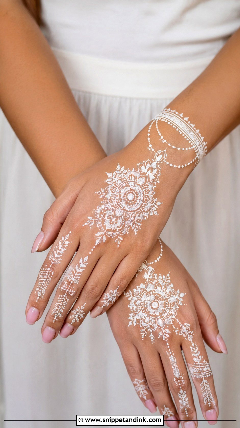 White Henna Design For Back Hand - Snippet and Ink - 35 Trendy Mehndi Designs