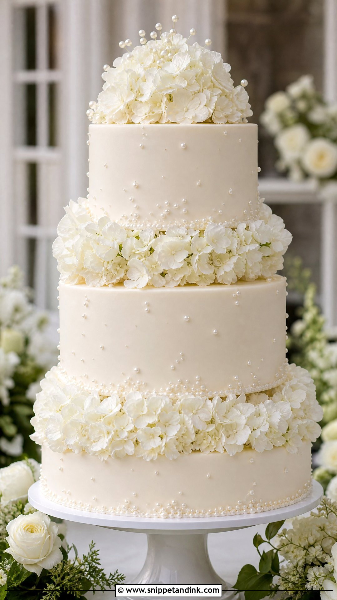 White Hydrangea Wedding Cake - Snippet and Ink - 30 White Cakes for Wedding