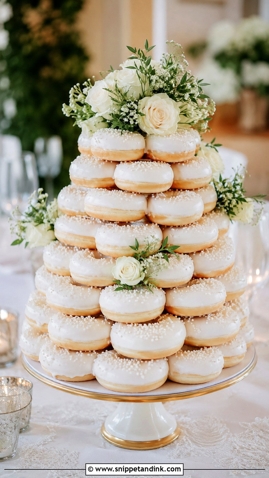 White Icing Donut Cake - Snippet and Ink - 20 Wedding Donut Cake Ideas