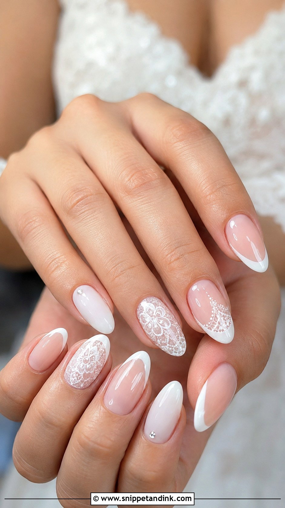 White Indian Wedding Nails With Lace Art - Snippet and Ink - 20 Indian Bride Wedding Nails