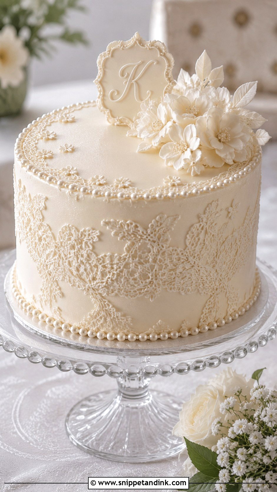 White Lace Bachelorette Cake - Snippet and Ink - 25 Let Them Eat Cake Bachelorette Ideas for Wedding