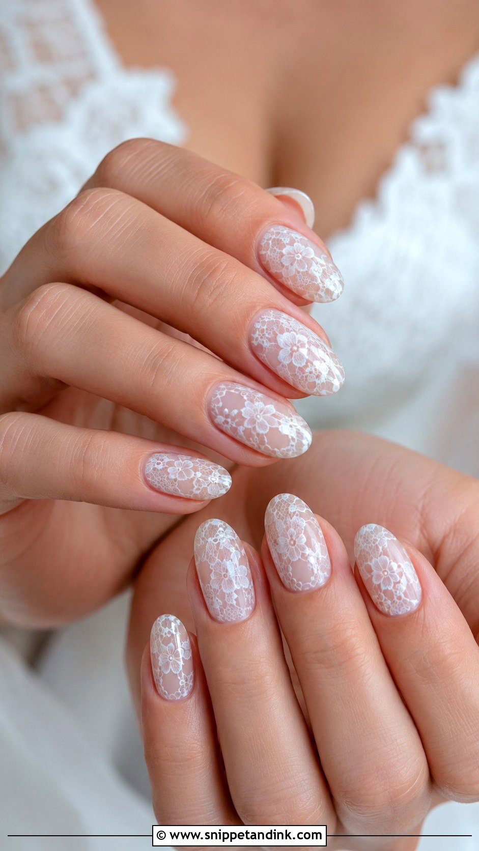 White Lace Bridal Nails - Snippet and Ink - 20 White Bridal Wedding Nails