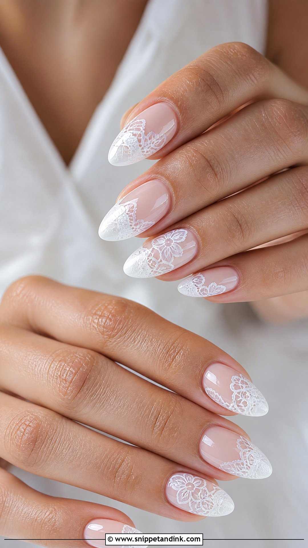 White Lace Bridal Nails - Snippet and Ink - 25 White Bridal Nails