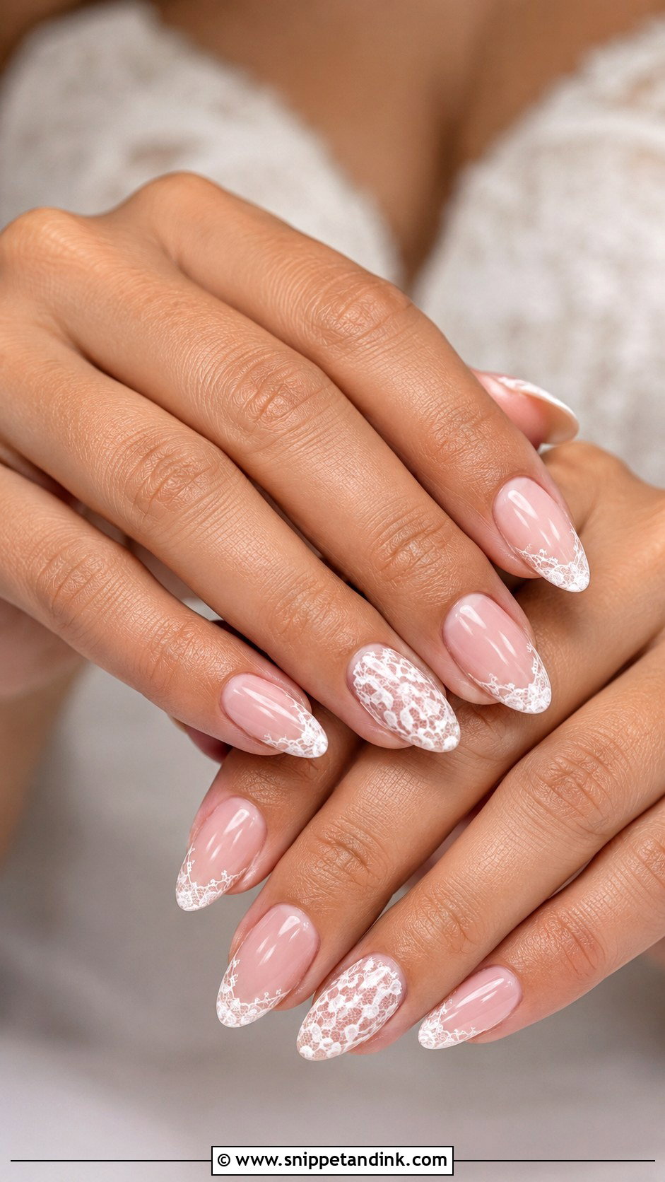 White Lace Bride Nails - Snippet and Ink - 30 Elegant Bride Nails Wedding