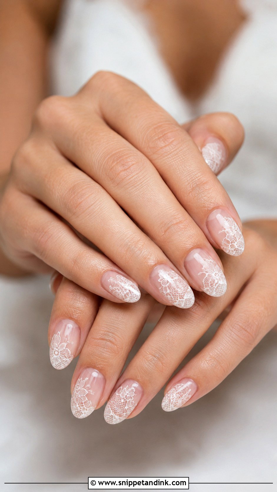 White Lace Bride Nails - Snippet and Ink - 20 Wedding Bride Nails Ideas