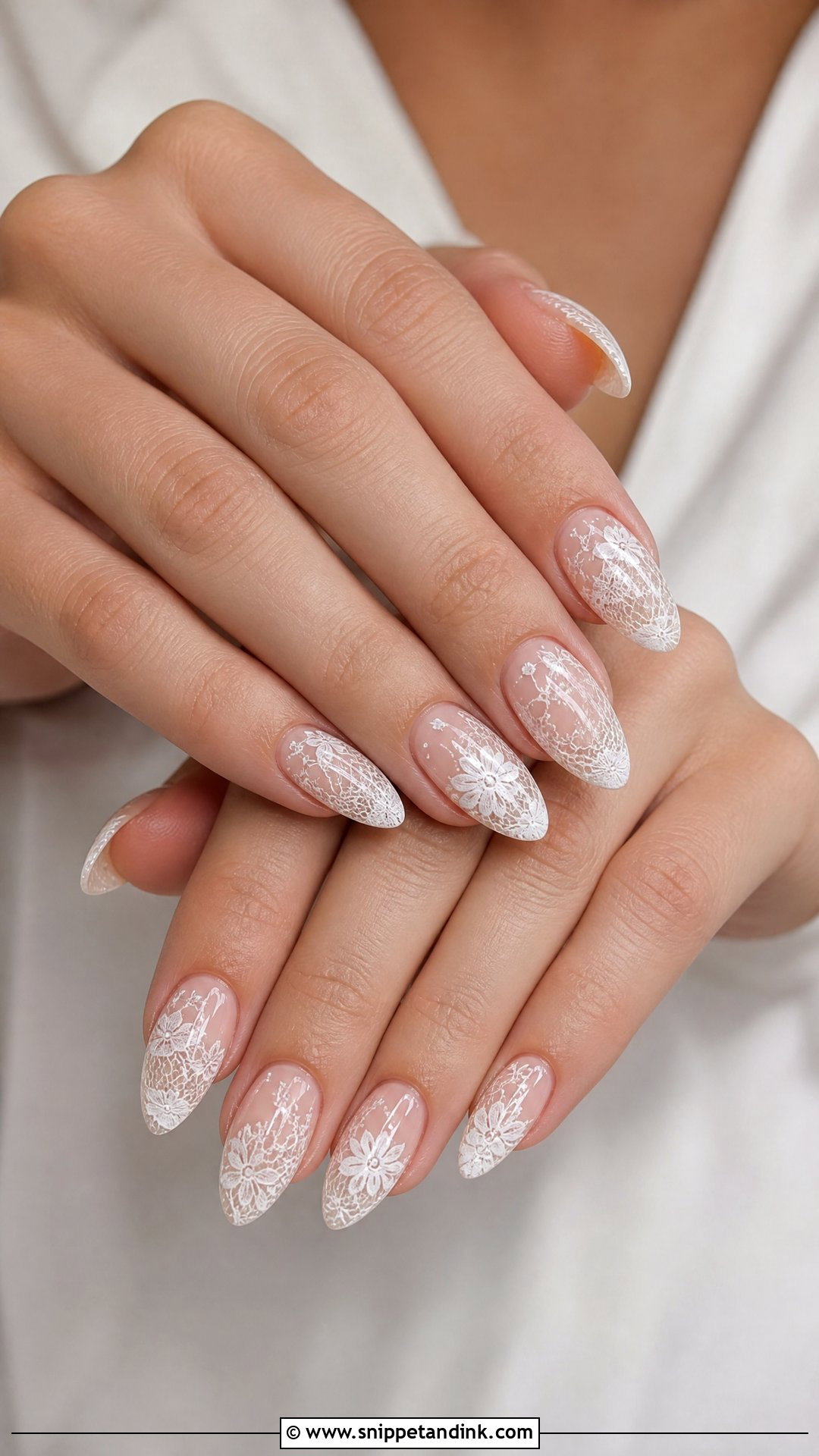 White Lace Wedding Acrylic Nails - Snippet and Ink - 25 Wedding Acrylic Nails