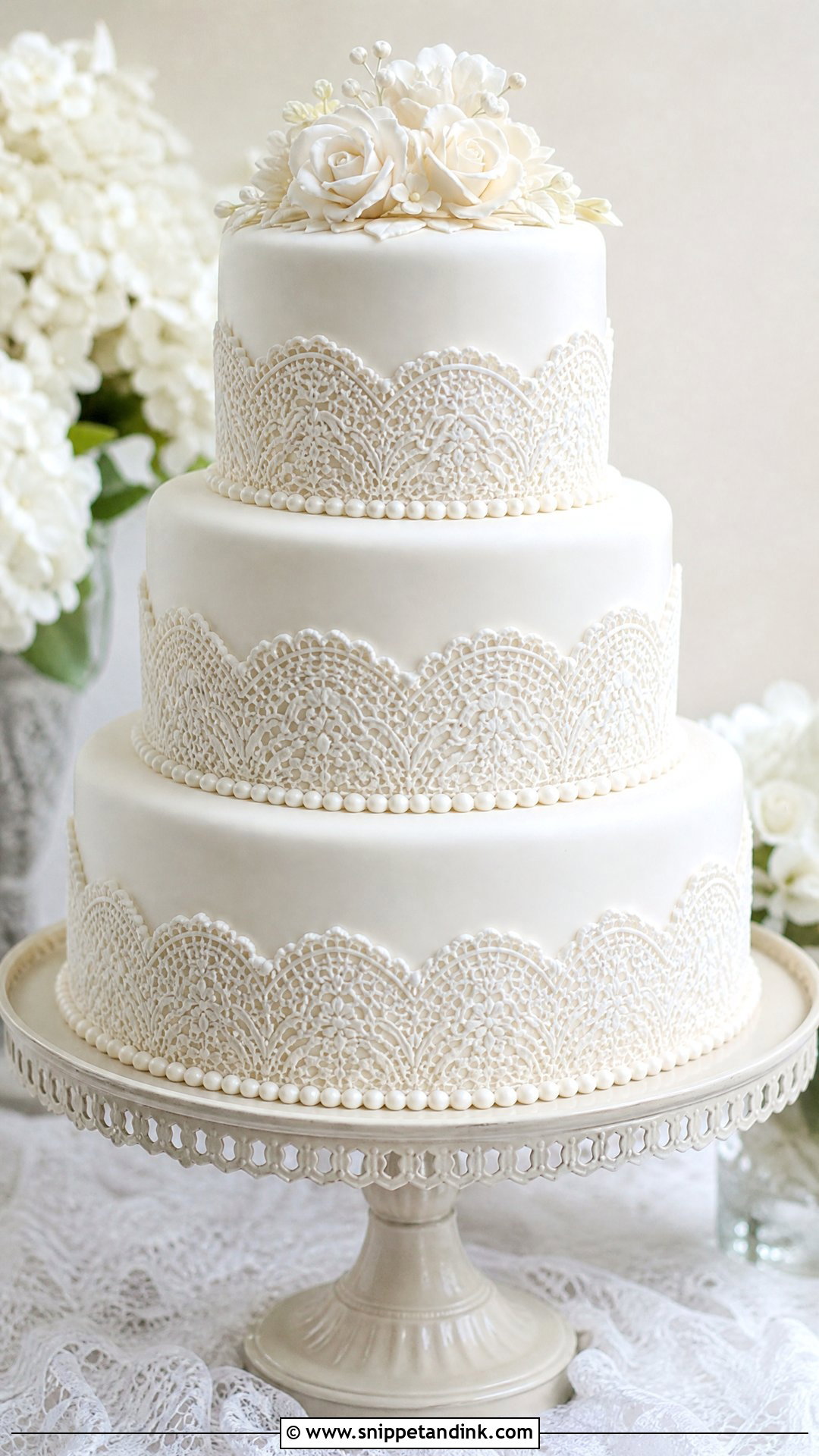 White Lace Wedding Cake - Snippet and Ink - 30 White Cakes for Wedding