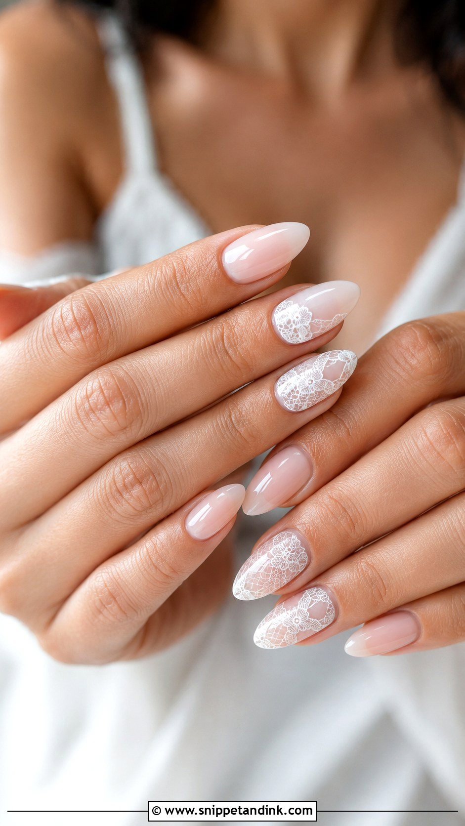 White Lace Wedding Nails - Snippet and Ink - 30 Nail Art for Wedding Ideas