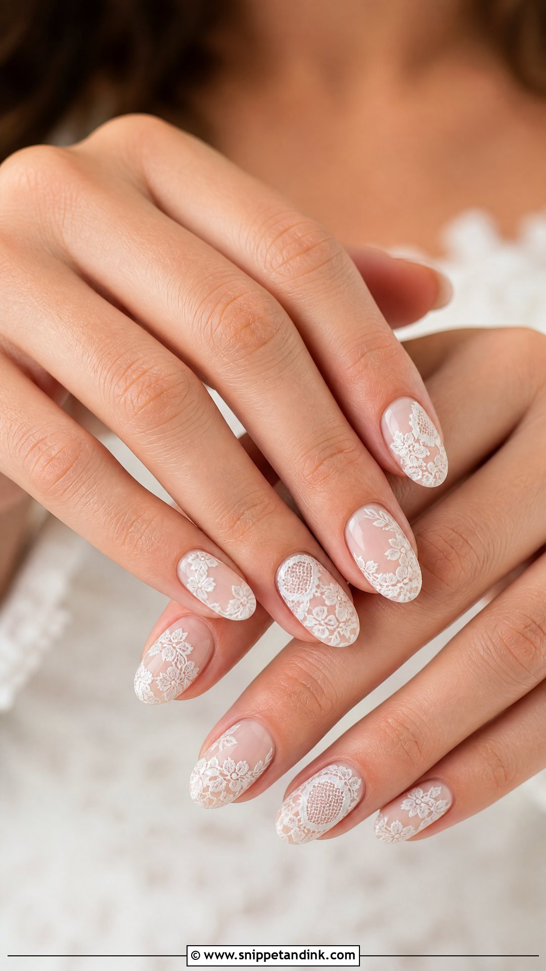 White Lace Wedding Nails - Snippet and Ink - 35 Wedding Day Nails