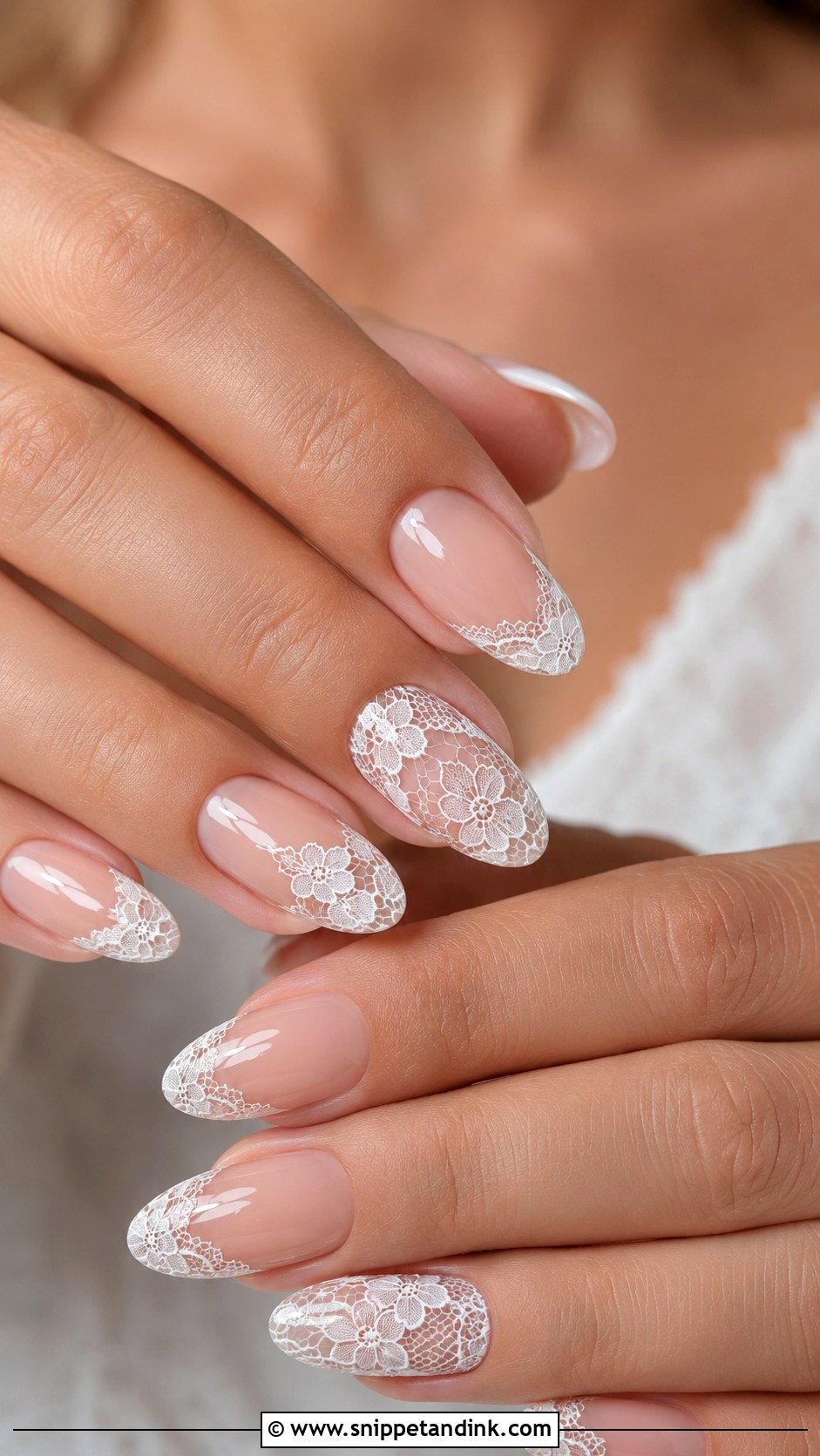 White Lace Wedding Nails - Snippet and Ink - 20 Summer Wedding Nails for Bride