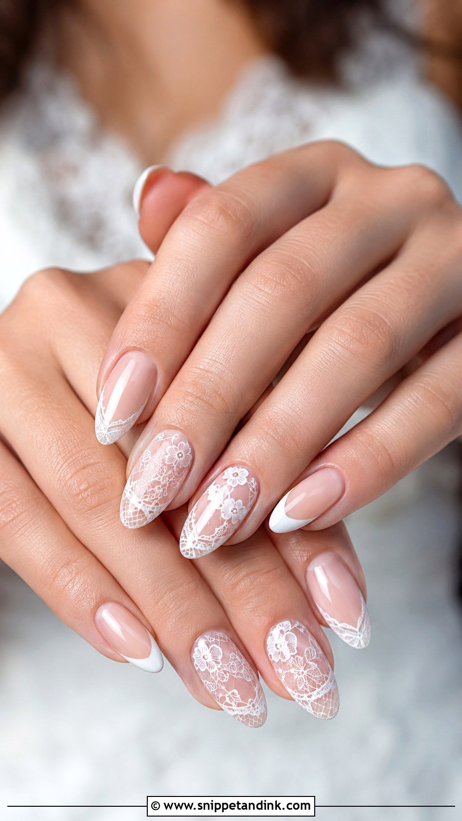 White Lace Wedding Nails - Snippet and Ink - 20 Wedding Inspo Nails