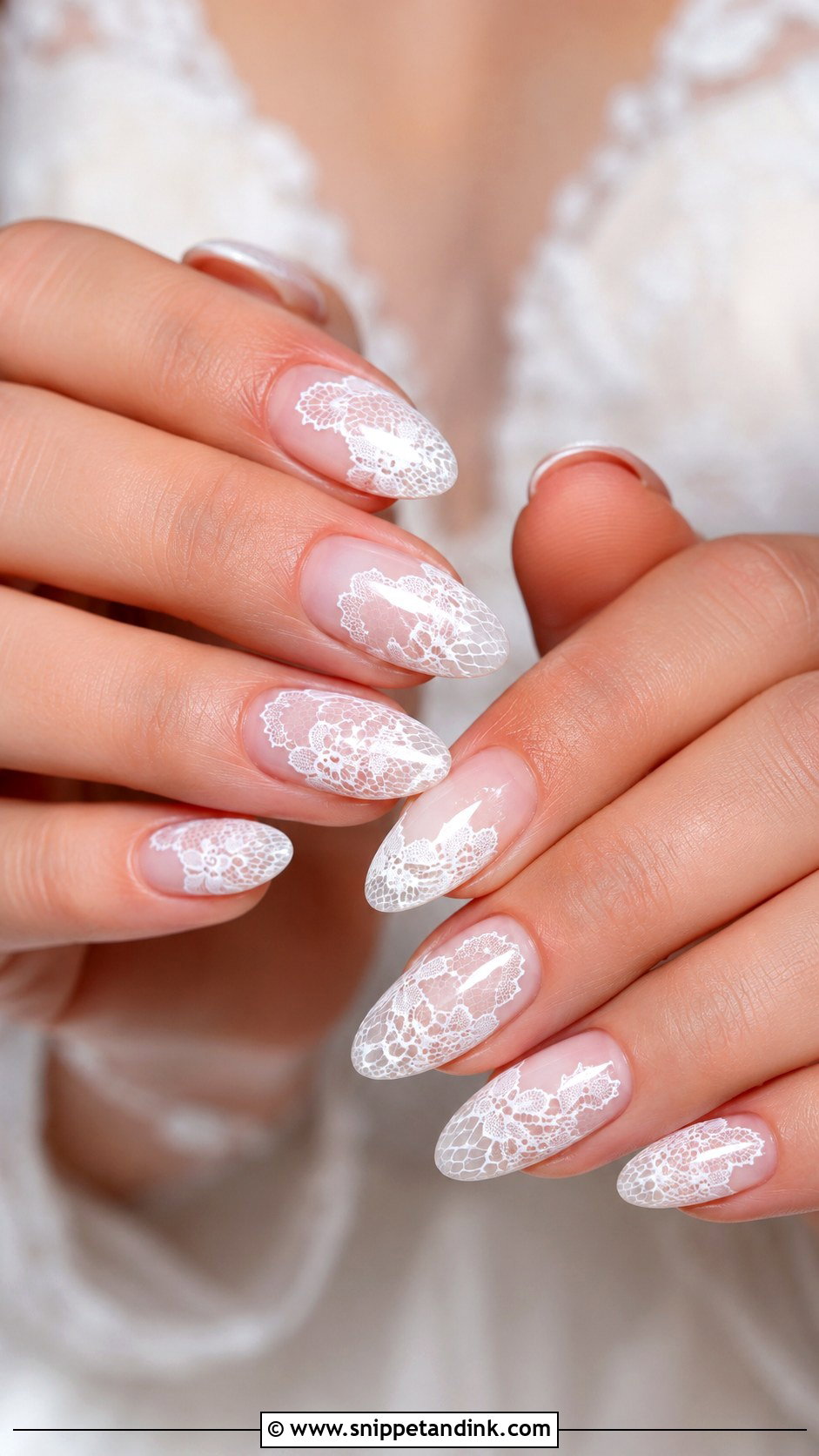 White Lace Wedding Nails - Snippet and Ink - 20 Wedding Season Nails