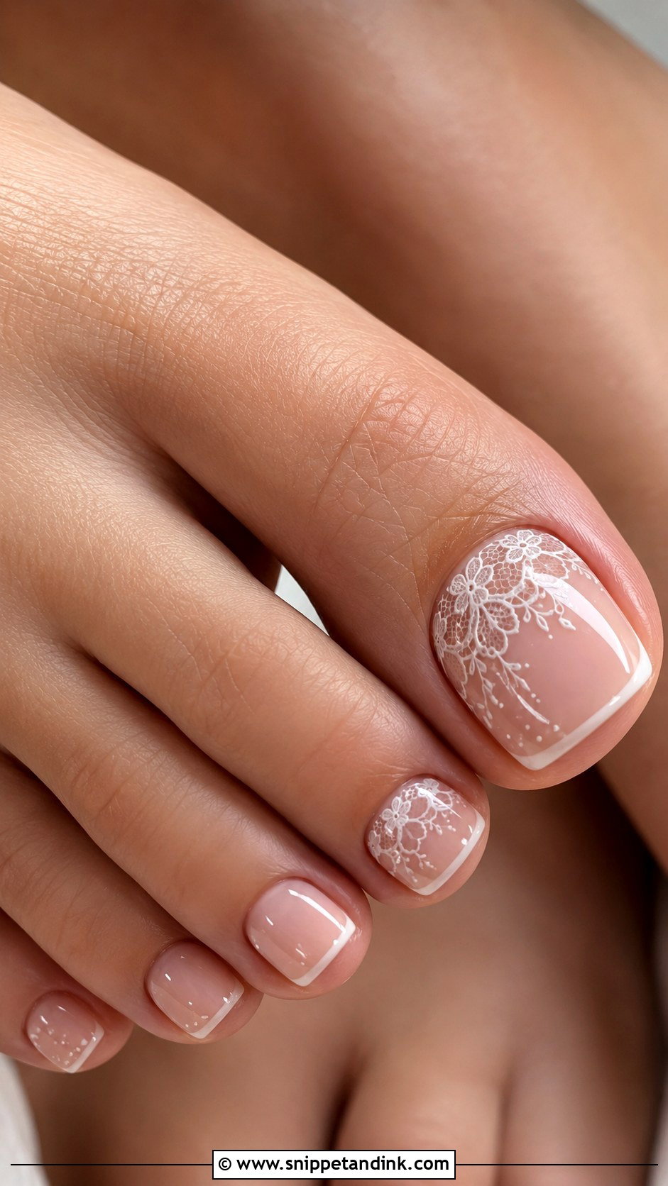 White Lace Wedding Toe Nails - Snippet and Ink - 20 Wedding Toes Nails