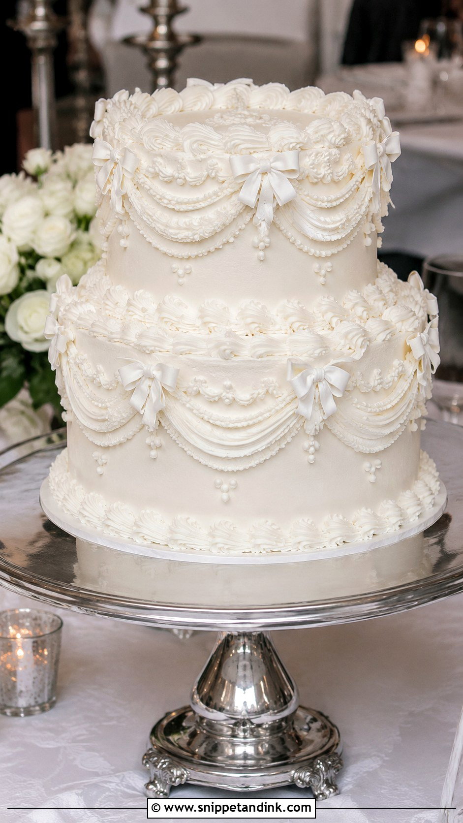 White Lambeth Wedding Cake - Snippet and Ink - 20 White Frosted Cake Ideas for Wedding