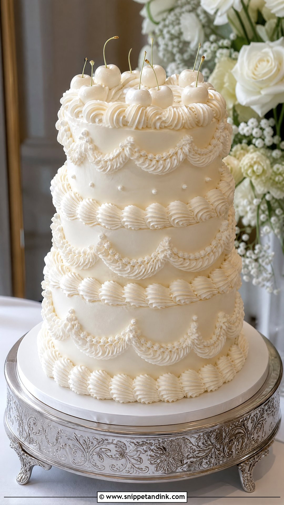 White Lambeth Wedding Cake - Snippet and Ink - 30 White Cakes for Wedding