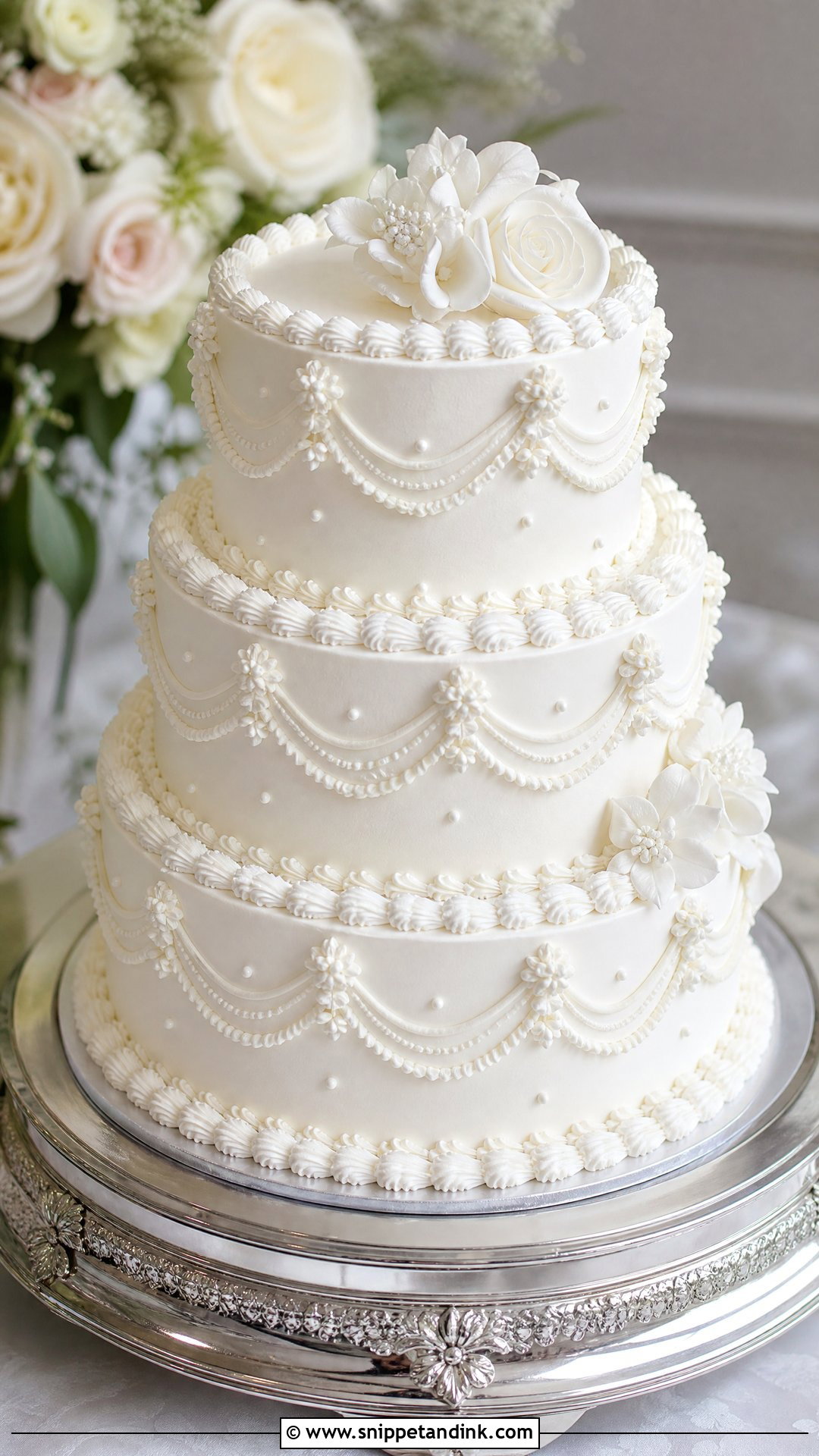 White Lambeth Wedding Cake - Snippet and Ink - 20 Lambeth Wedding Cake Ideas