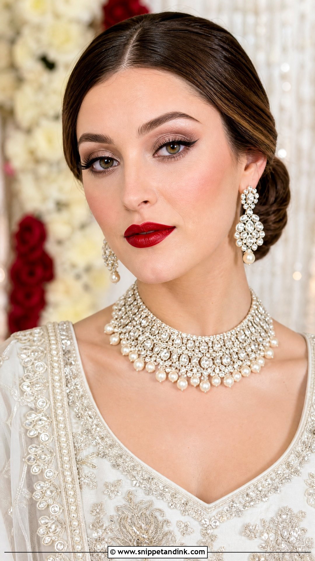 White Lehenga Red Lip Makeup - Snippet and Ink - 20 Lengha Makeup Looks