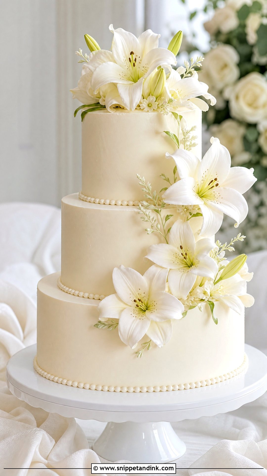 White Lily Wedding Cake - Snippet and Ink - 25 Lily Flower Cake Ideas for Wedding