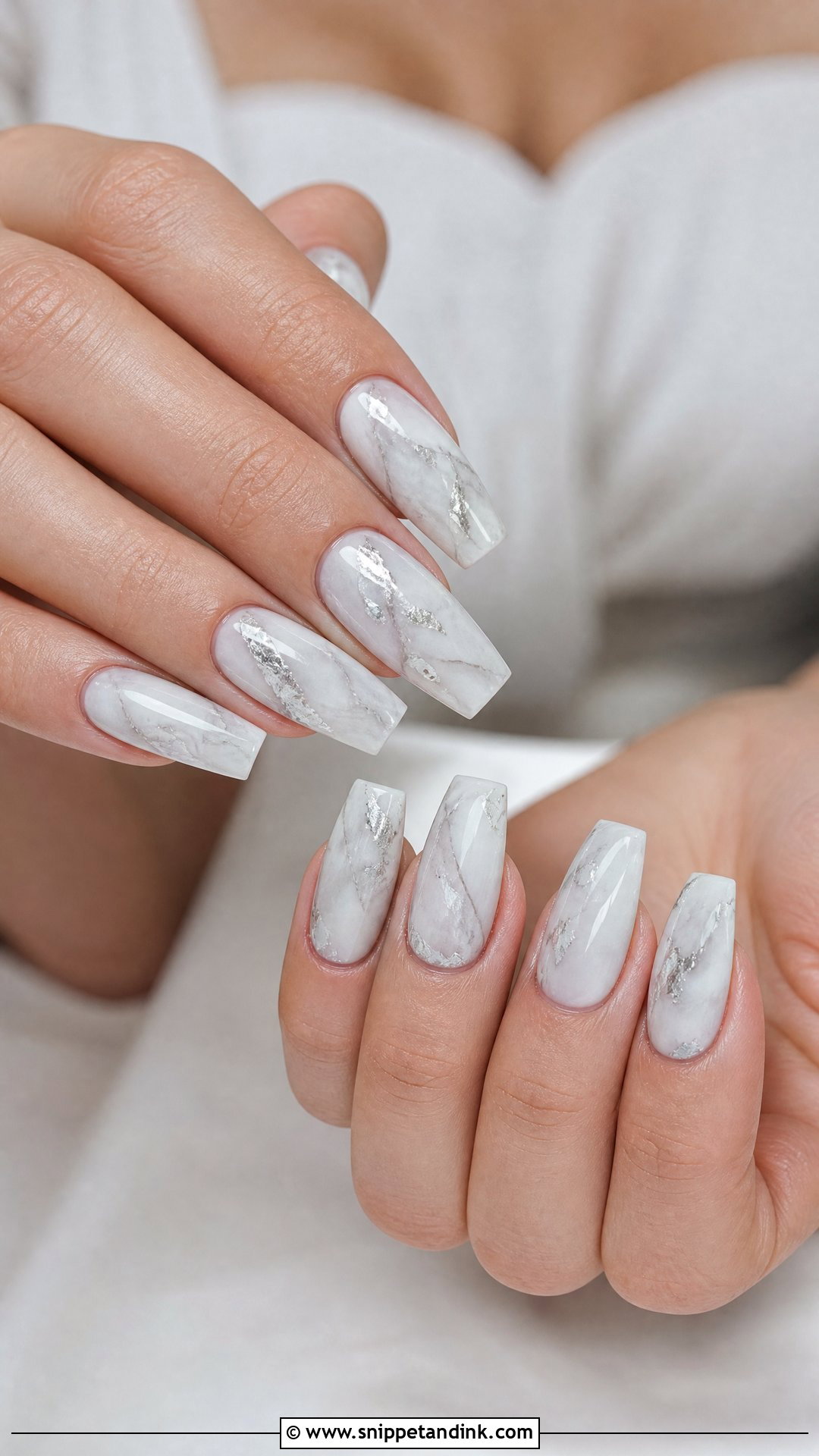 White Marble Bridal Nails - Snippet and Ink - 25 White Bridal Nails
