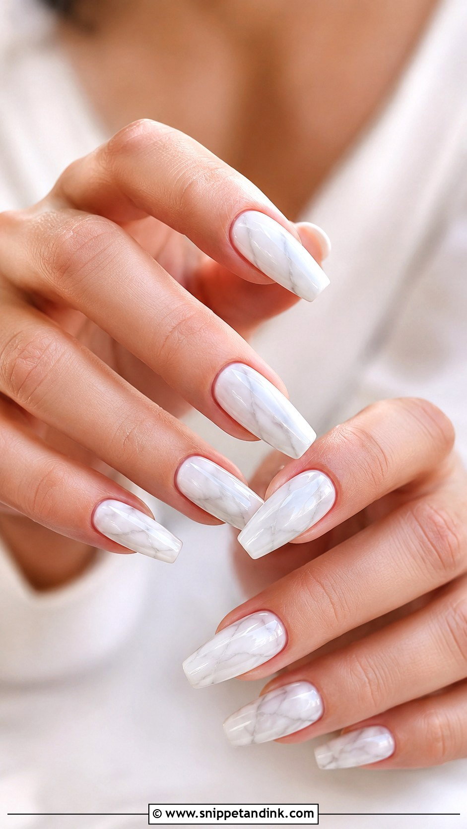 White Marble Bridal Nails - Snippet and Ink - 20 White Bridal Wedding Nails