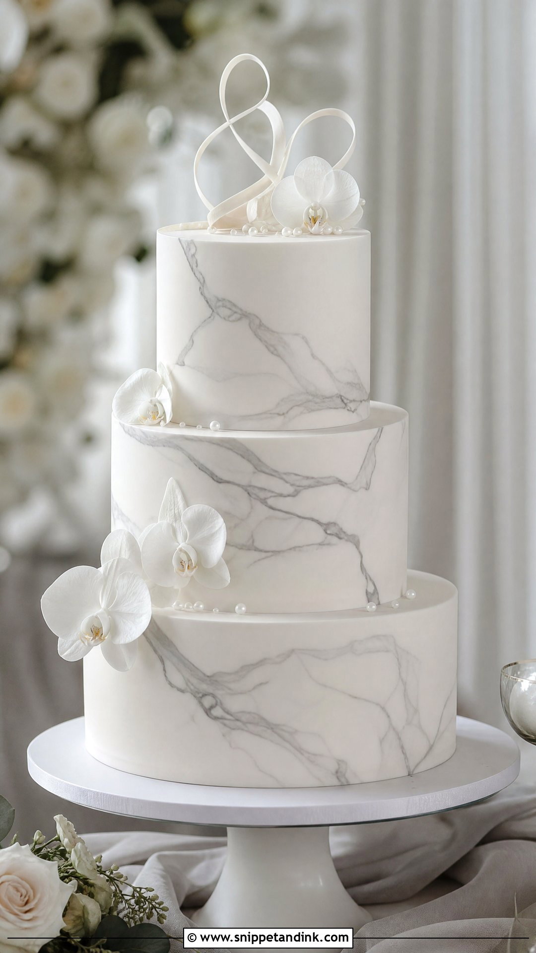 White Marble Wedding Cake - Snippet and Ink - 25 White Wedding Cake Ideas