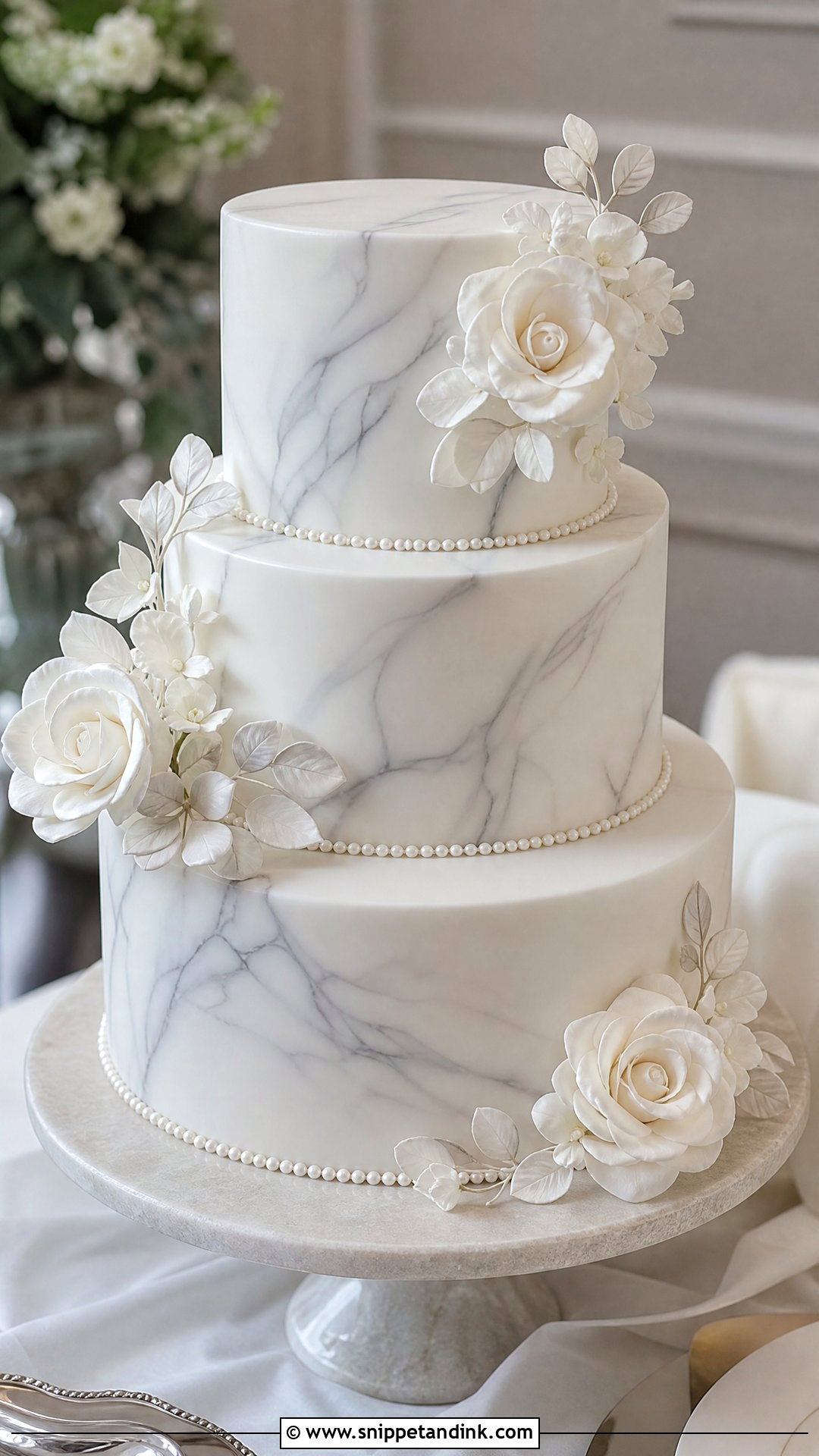 White Marble Wedding Cake - Snippet and Ink - 30 White Cakes for Wedding