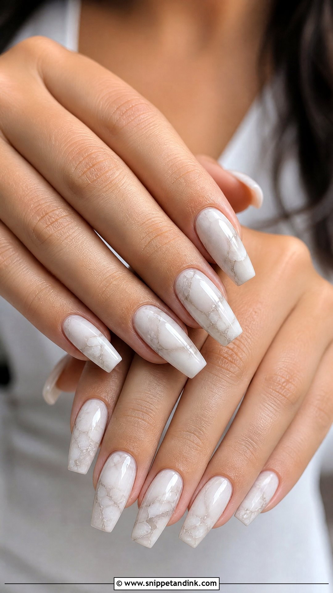 White Marble Wedding Nails - Snippet and Ink - 25 White Wedding Nails for Bride