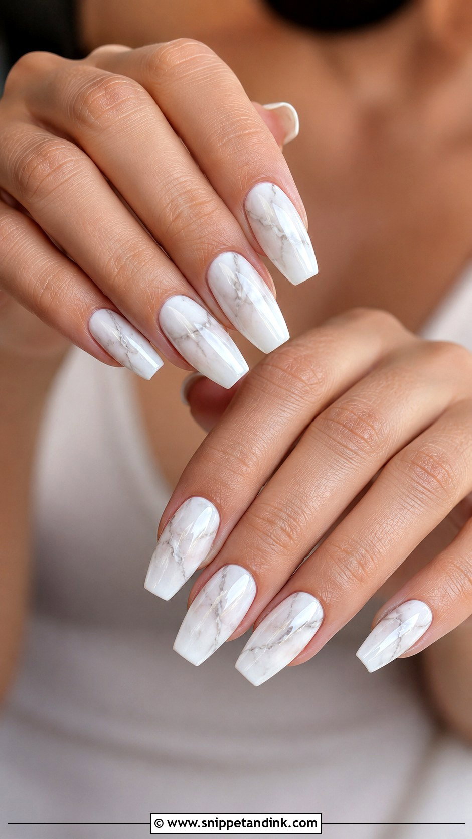 White Marble Wedding Nails - Snippet and Ink - 30 White Wedding Nails