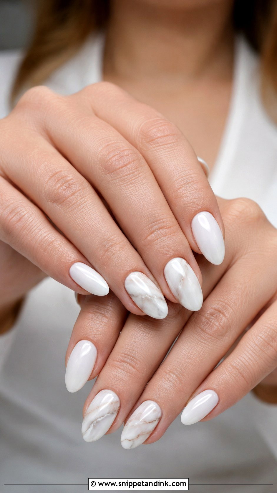 White Marble Wedding Nails - Snippet and Ink - 20 White Nails for Wedding