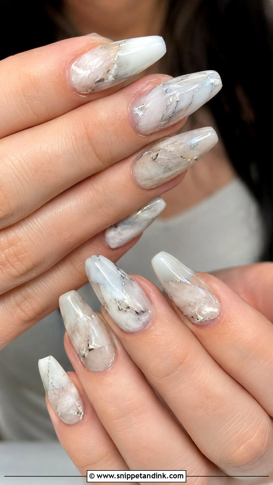 White Marble Winter Wedding Nails - Snippet and Ink - 20 Winter Wedding Nails for Bride