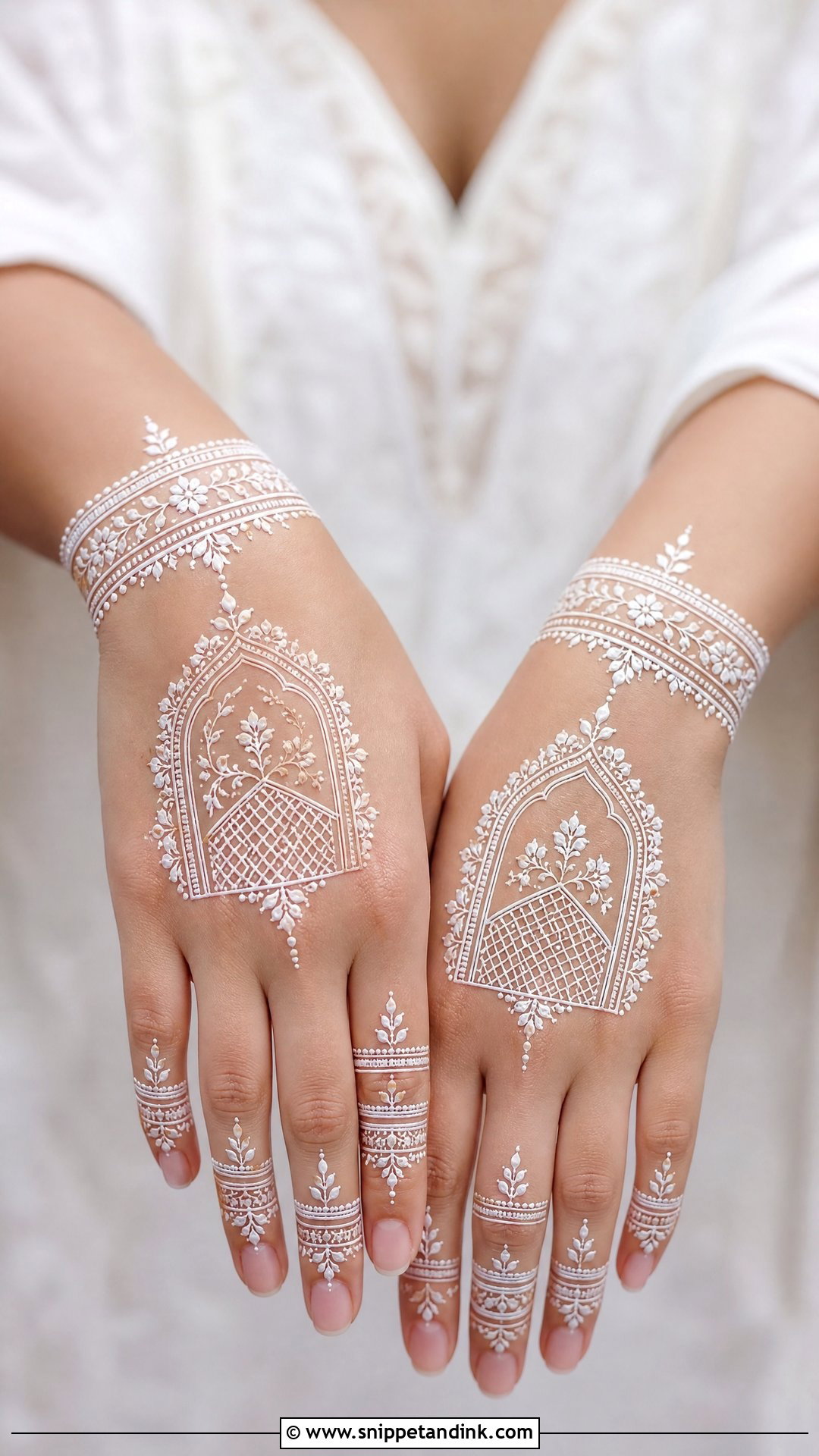 White Mehrab Mehndi Design - Snippet and Ink - 30 Mehrab Mehndi Design Ideas