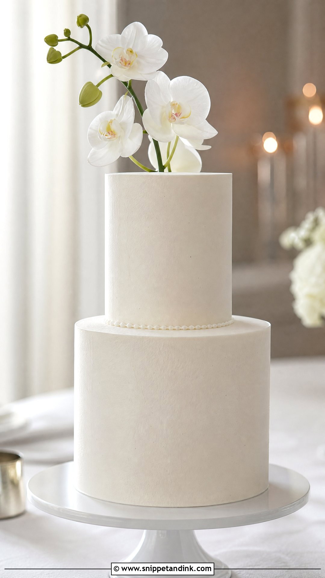 White Minimalist Wedding Cake - Snippet and Ink - 30 White Cakes for Wedding