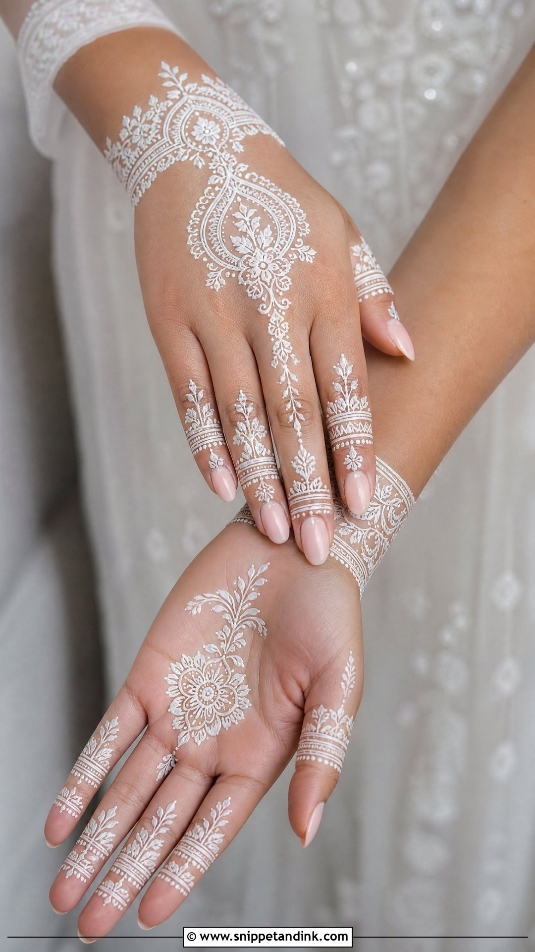 White Muslim Bridal Mehndi Design - Snippet and Ink - 30 Unique Muslim Bridal Mehndi Designs