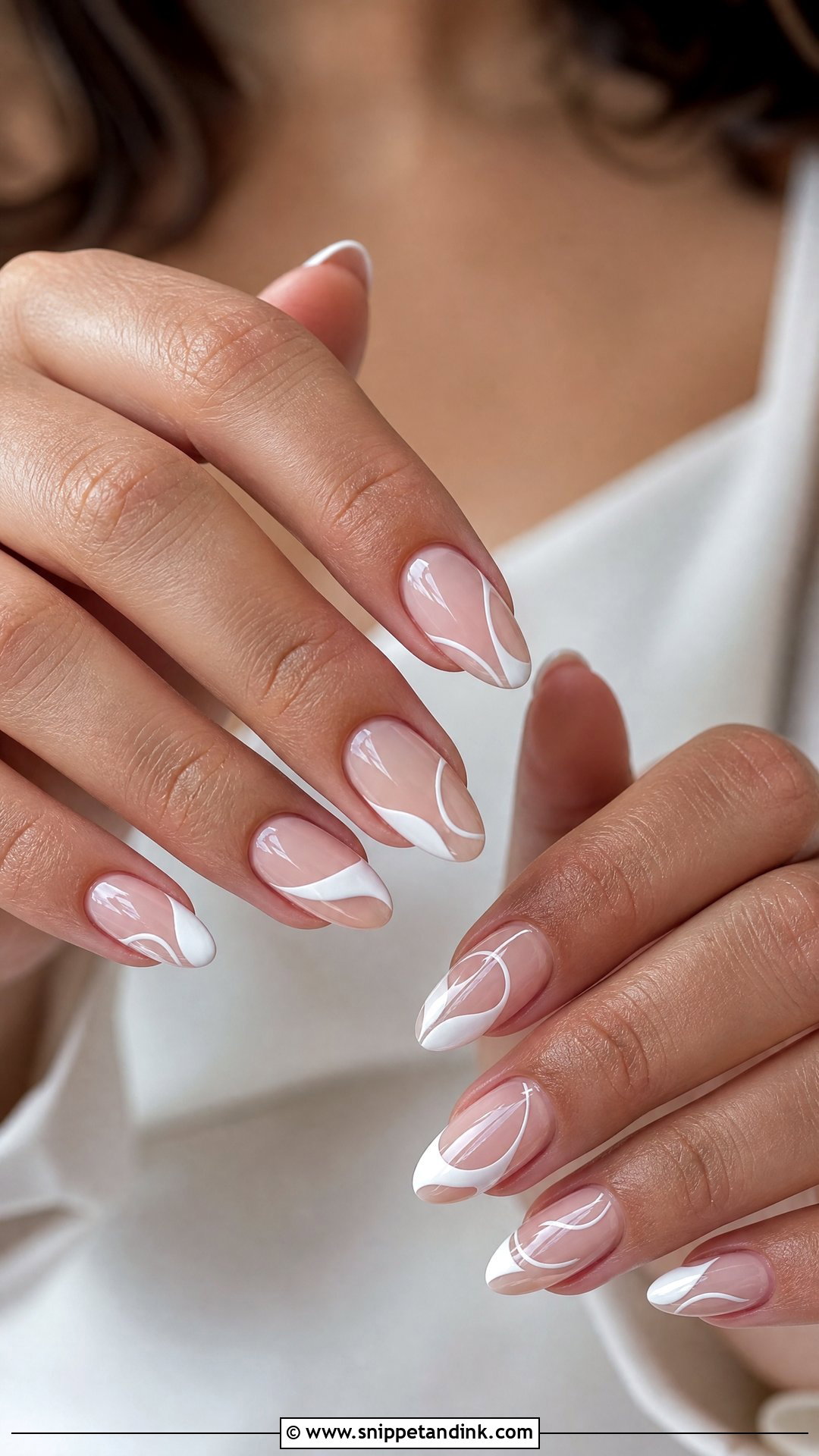 White Negative Space Wedding Nails - Snippet and Ink - 25 White Wedding Nails for Bride