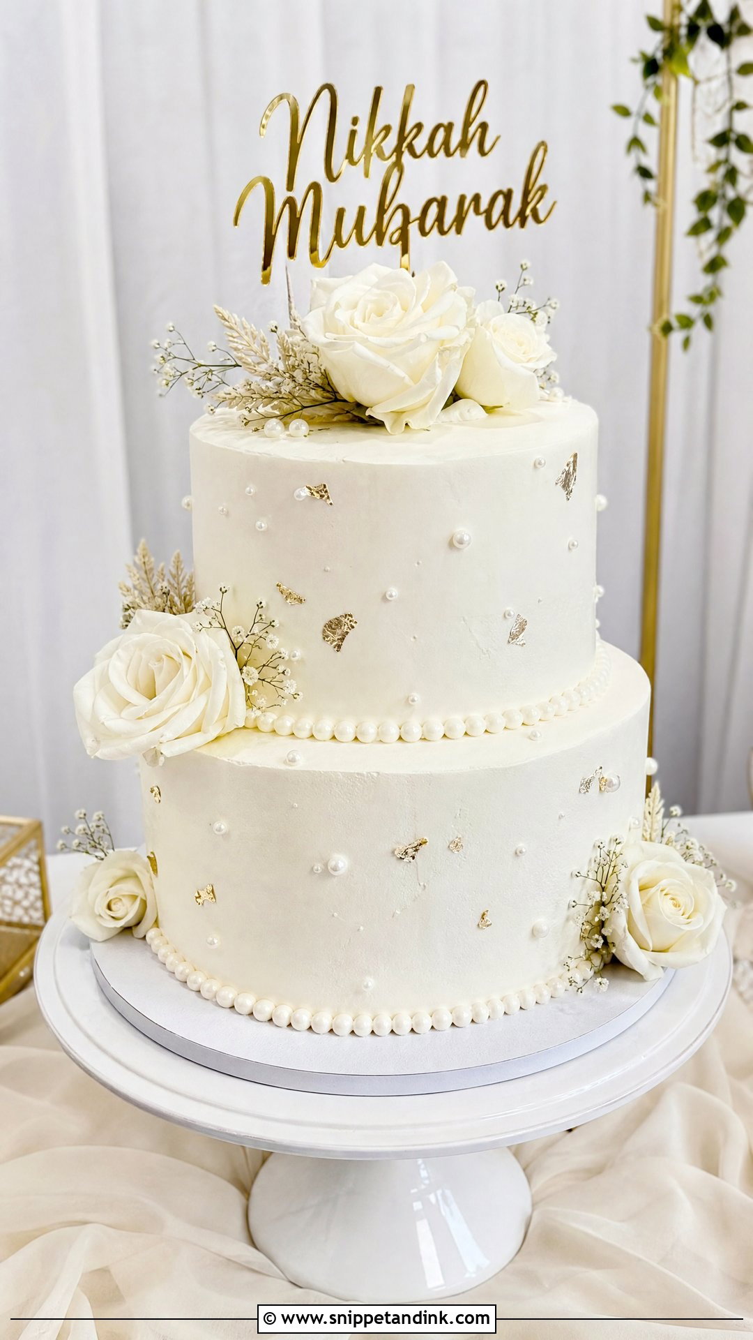 White Nikkah Cake - Snippet and Ink - 25 Nikkah Cake Ideas